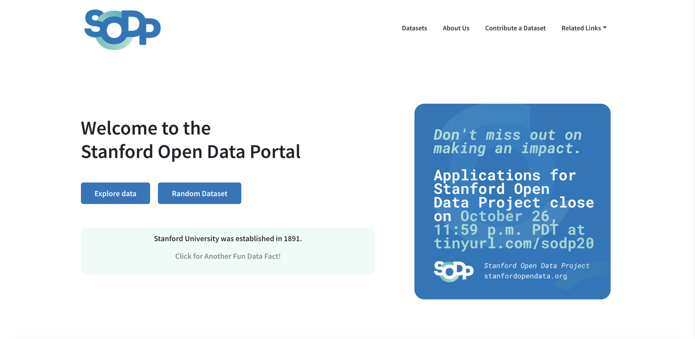 Stanford Open Data Project Homepage